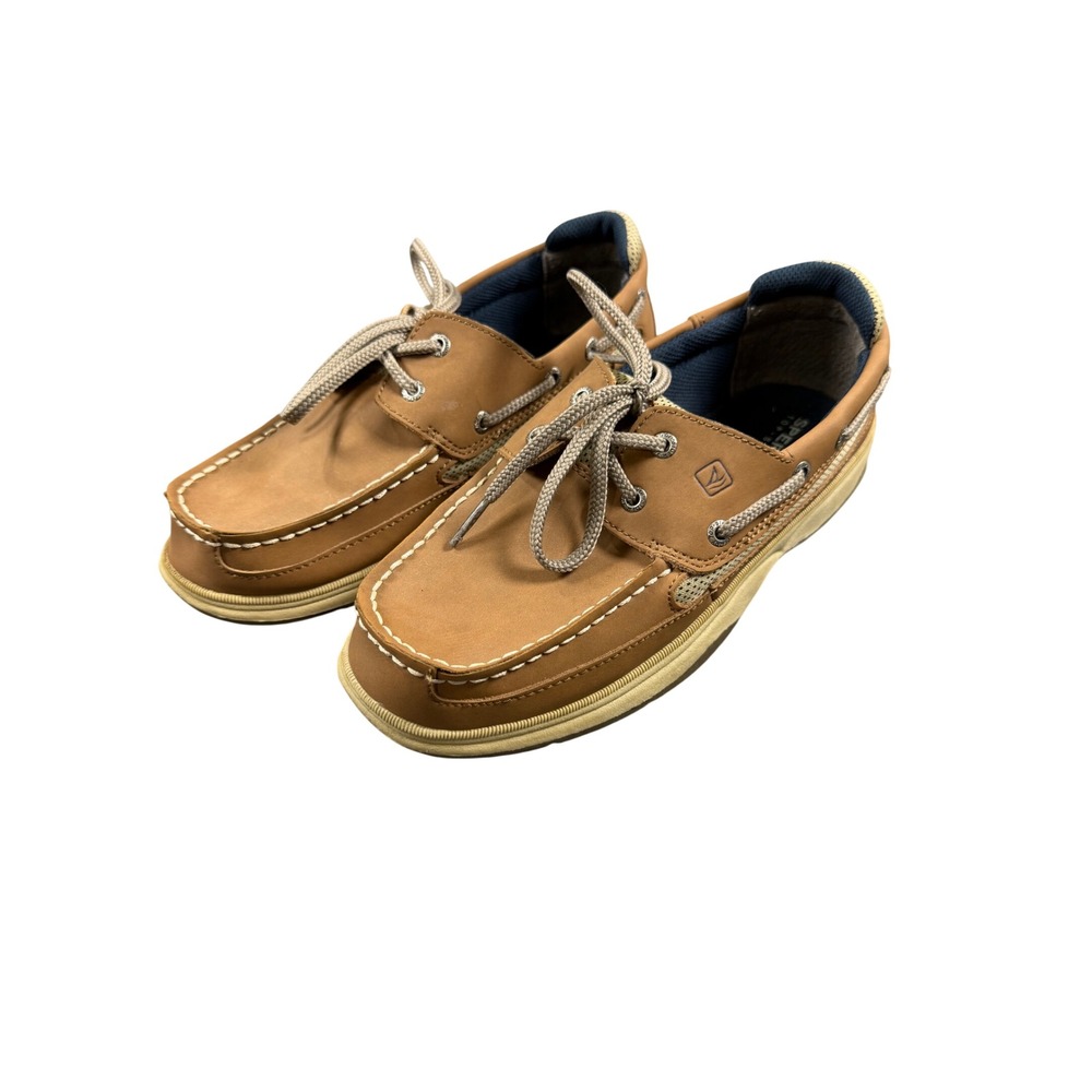 Sperry Top-Sider Kids Billfish Tan Leather Boat Shoes Loafers YB46122A Size 6M